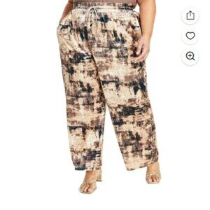 NWT Nina Parker Womens Plus Velvet Drawstring Wide Leg Pants 2X